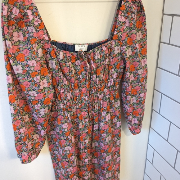 J. Crew Liberty Print Meadow Song Floral Cinched Waist Long Sleeve Dress - Picture 2 of 8